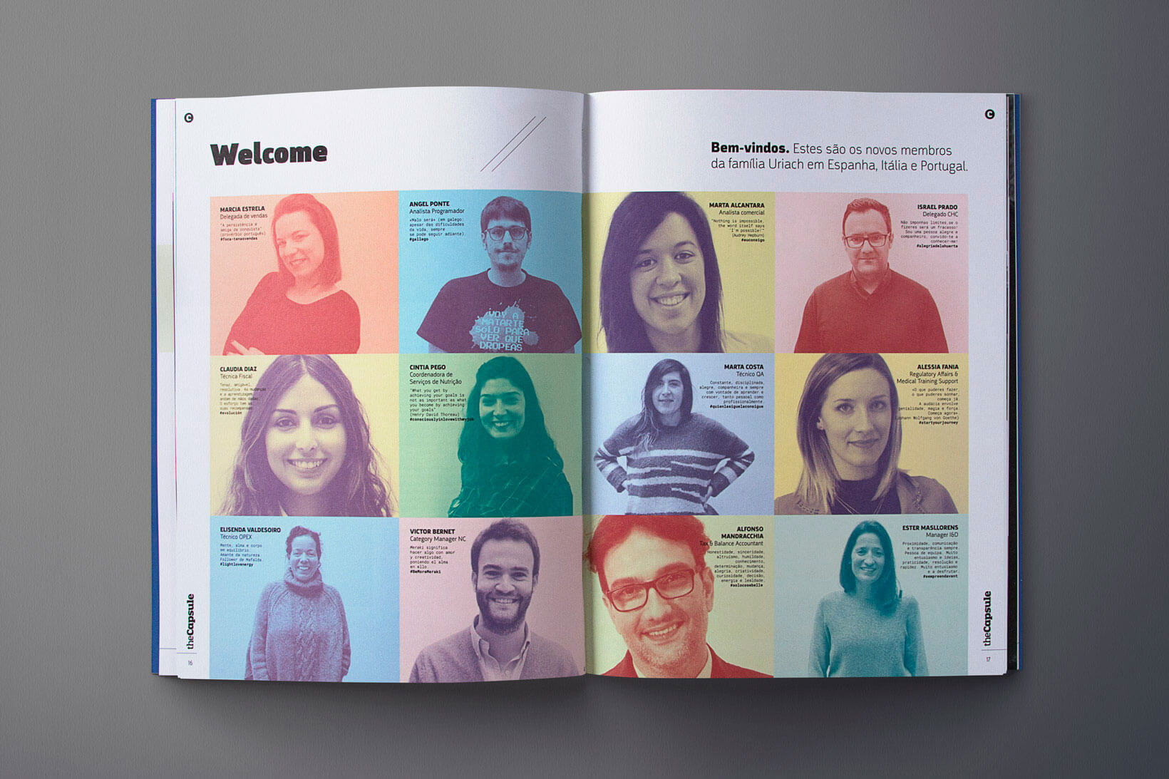 Ejemplo de sección de la revista The Capsule de Laboratorios Uriach con nuevo diseño editorial