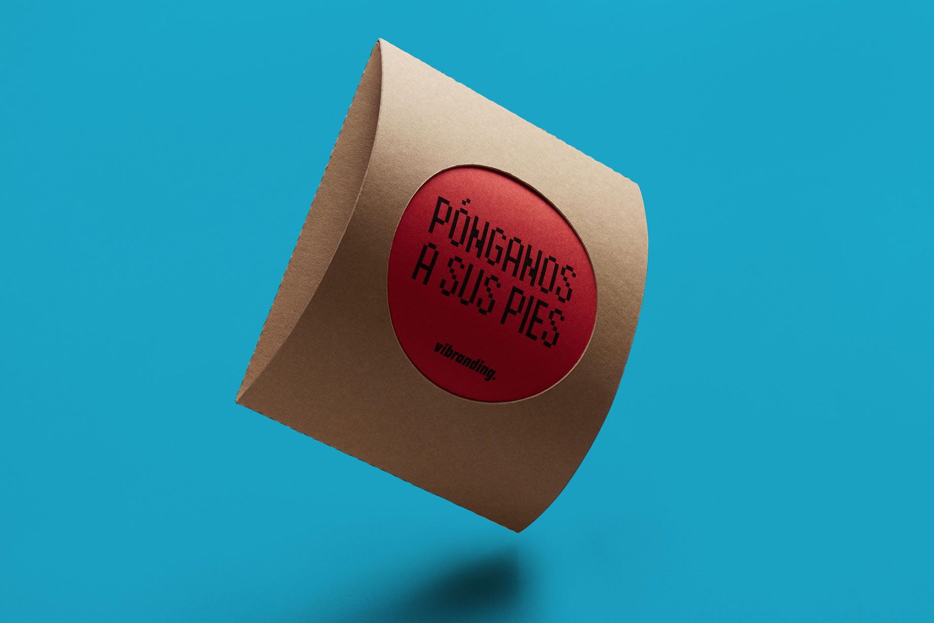 Packaging flotant amb detall del copy creatiu del regal promocional mitjons de Vibranding