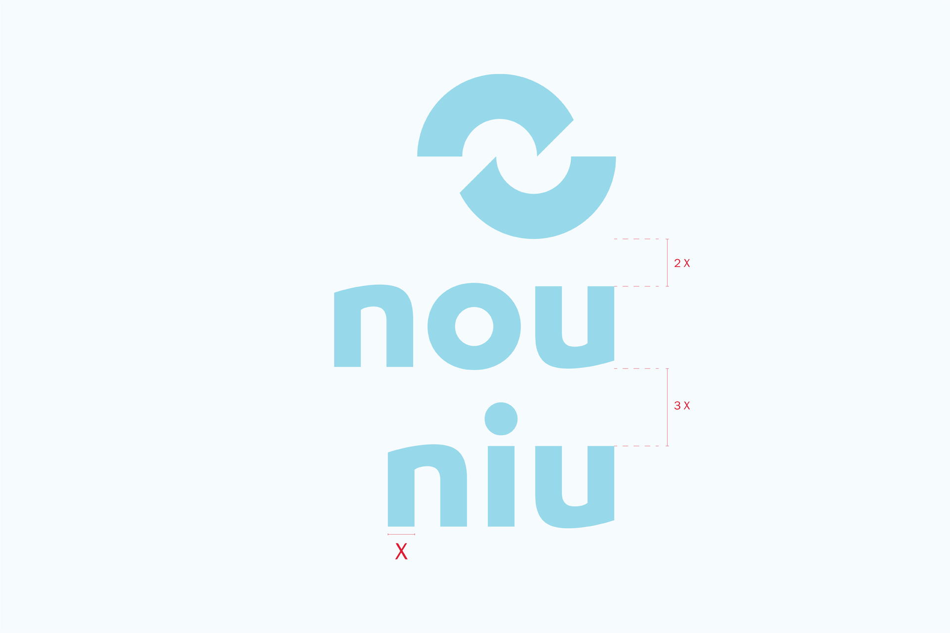 Indicaciones técnicas del logotipo de la agencia inmobiliaria Nou Niu