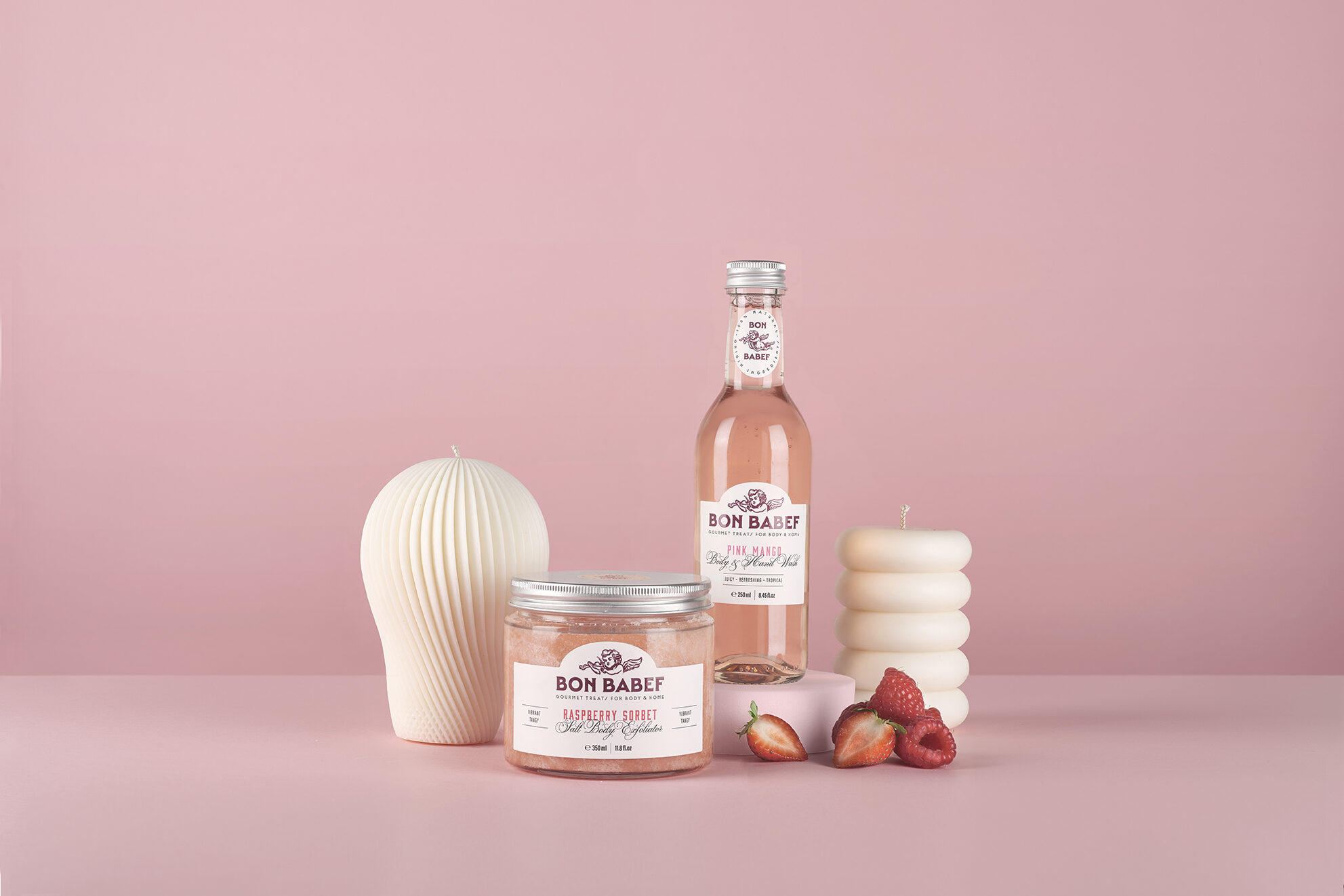 Bodegó Bon Babef: packaging i etiquetatge dels productes de maduixa. Vibranding.