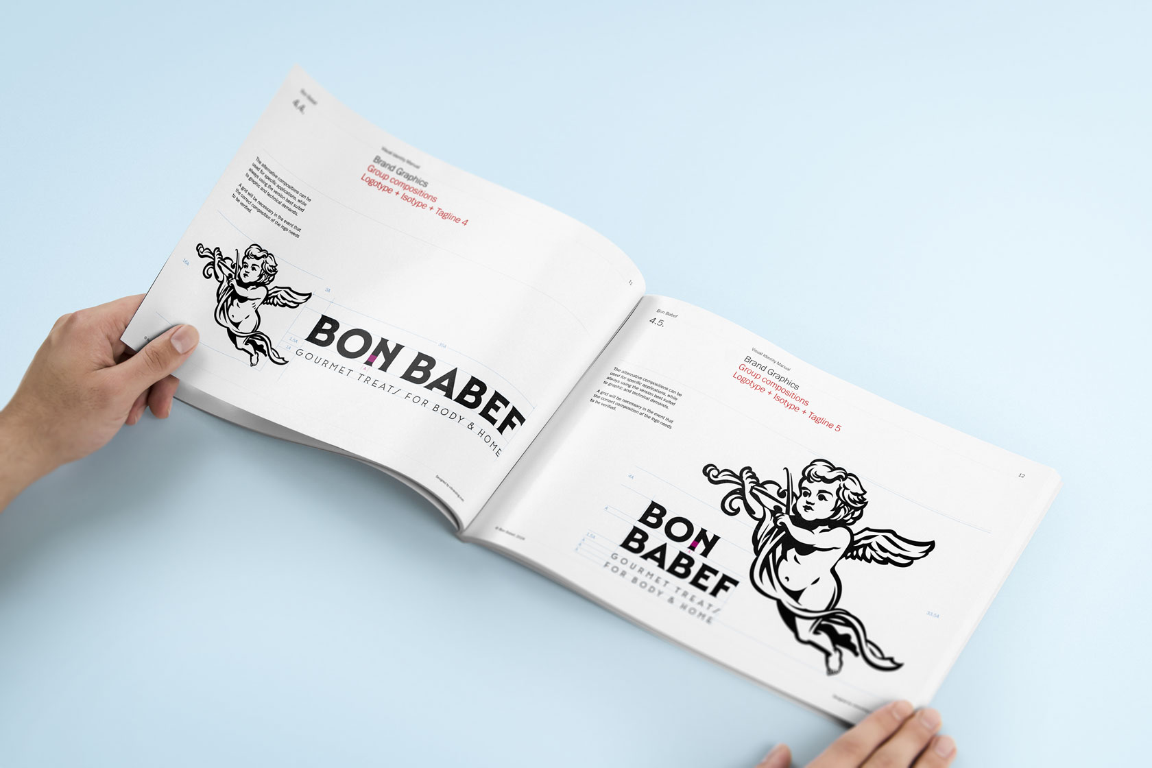 Brandbook de Bon Babef, composició del logotip amb l'isotip i el tagline. Vibranding.